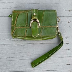 Y2K Green Leather Dooney and Bourke Wristlet Wallet Dooney & Bourke Wallet